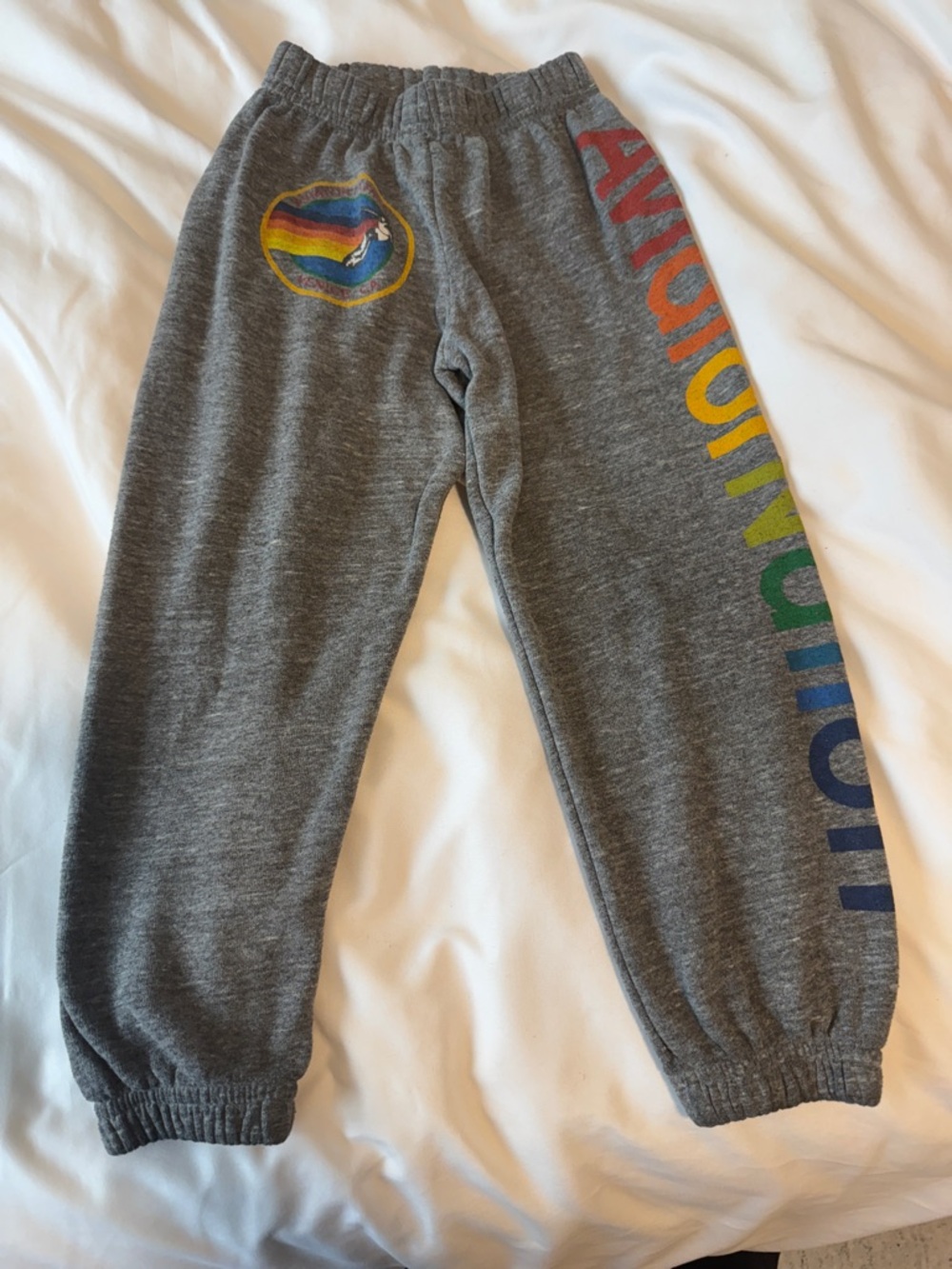 Aviator Nation Gray Sweatpants with Rainbow Side Logo